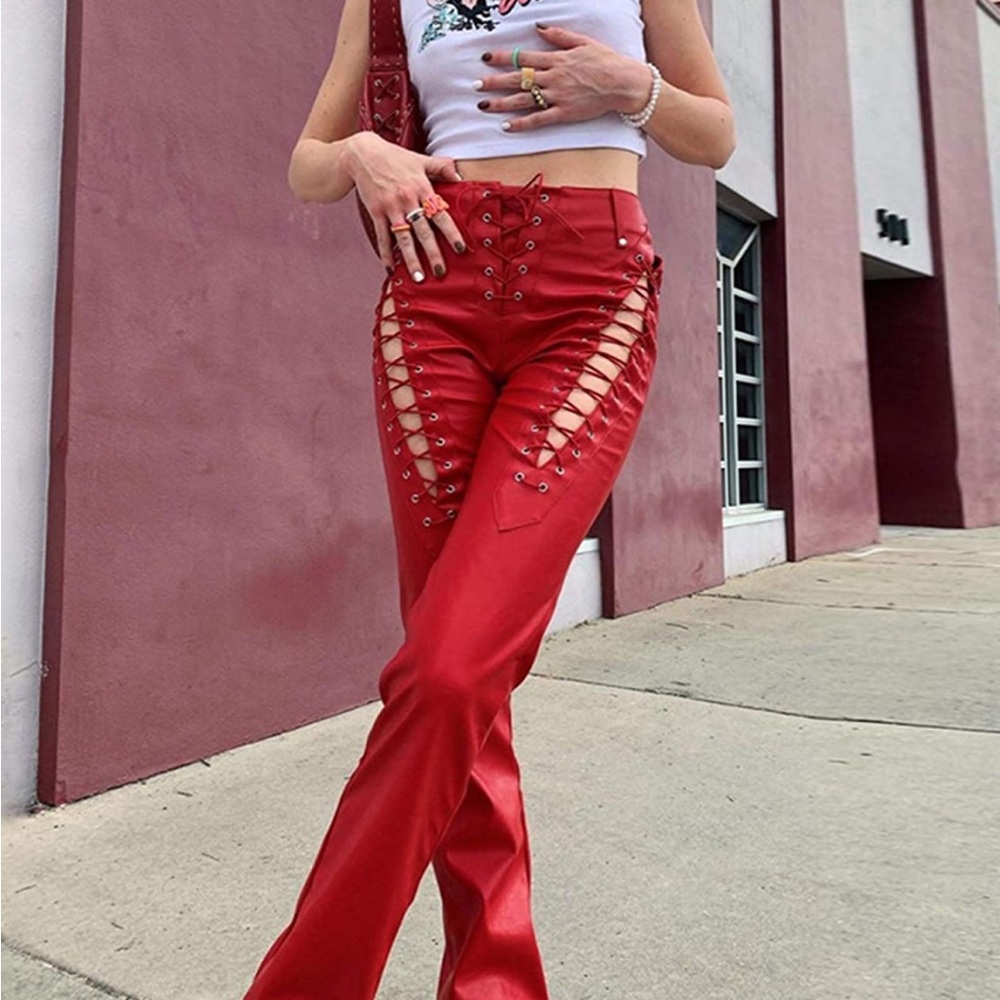 Lace up Leather Pants